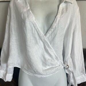 NWT Zara 100% Linen Wraparound Crop top